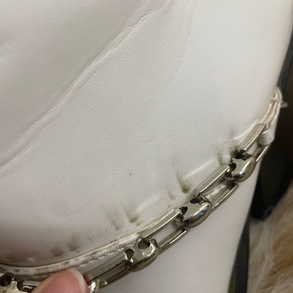 ASOS White Ankle Booties Chain Western Pointed Toe Chelsea Boot - Picture 5 of 8